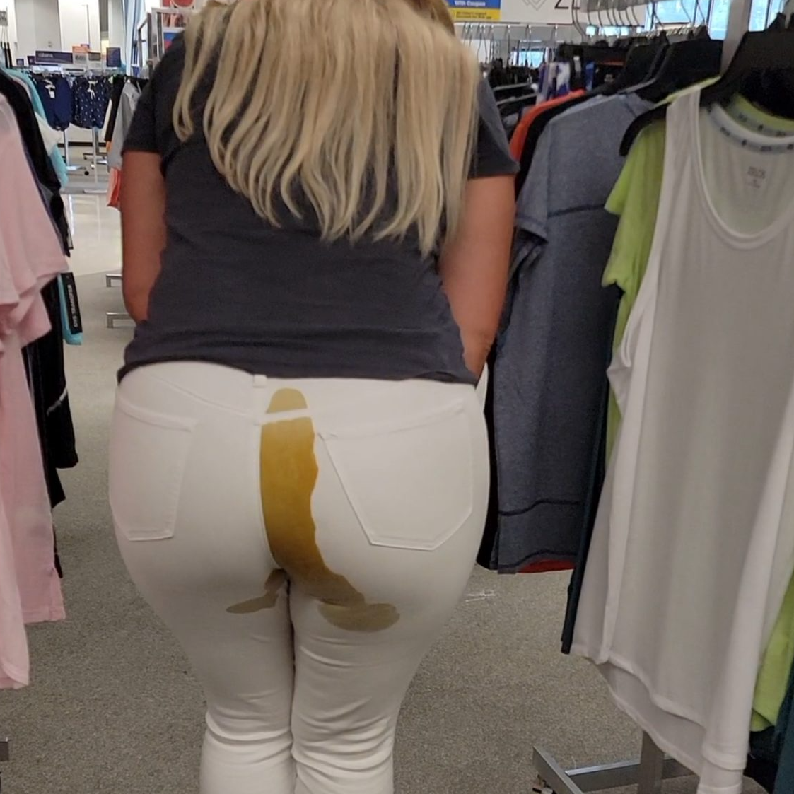 Woman poop her pants